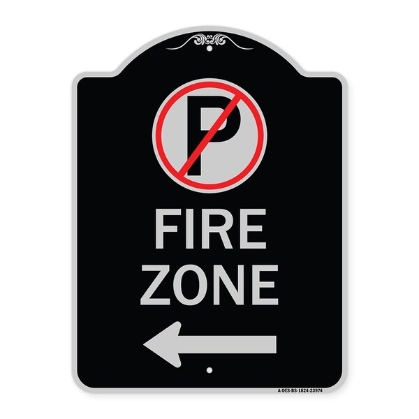 Signmission Fire Zone No Parking and Left Arrow Heavy-Gauge Aluminum Sign, 24" x 18", BS-1824-23974 A-DES-BS-1824-23974 - main